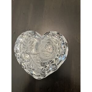 Bleikristall 24% Lead Crystal Heart Shaped With Etched Rose Western Germany!